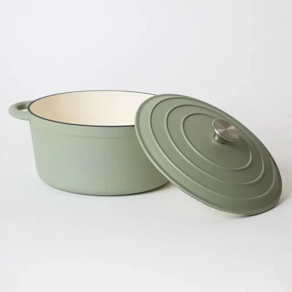 George Collective - Cast Iron Round Casserole 28cm - Matte Sage/Silver Lid - Hình ảnh 2