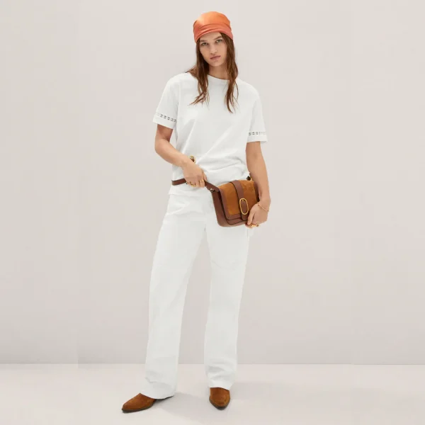 Embroidered White Cotton T-Shirt - Hình ảnh 2