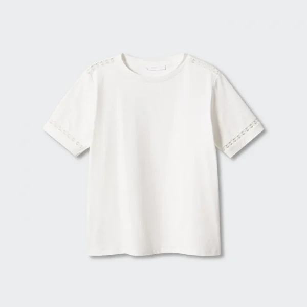 Embroidered White Cotton T-Shirt - Hình ảnh 5