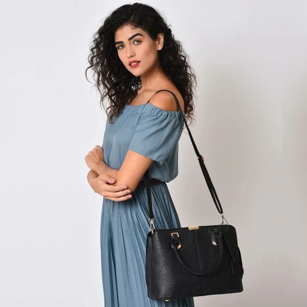 Women's Leather Handbag (Black) - Hình ảnh 3