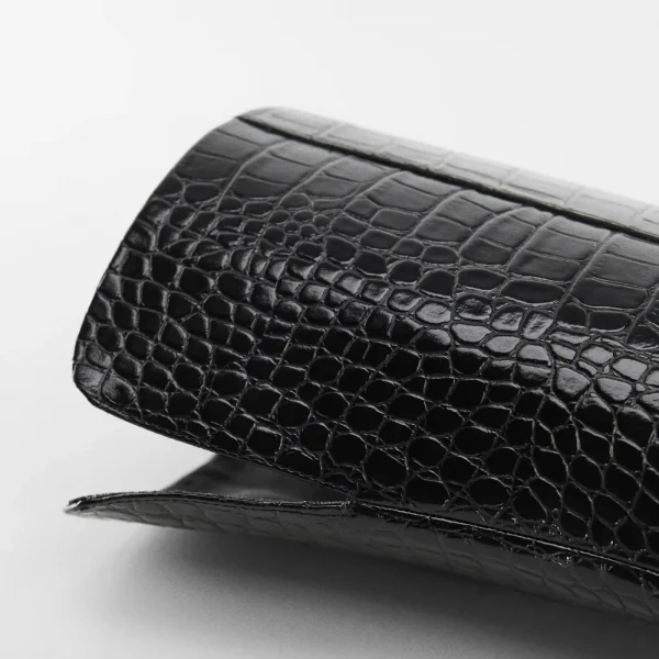 Black Croc-Effect Based Stiletto Boots - Hình ảnh 4